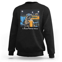 Funny Raccoon Baseball Game Day Meme Sweatshirt I Live Here Now Trash Panda Iced Coffee Night