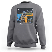 Funny Raccoon Baseball Game Day Meme Sweatshirt I Live Here Now Trash Panda Iced Coffee Night