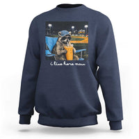 Funny Raccoon Baseball Game Day Meme Sweatshirt I Live Here Now Trash Panda Iced Coffee Night