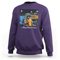 Funny Raccoon Baseball Game Day Meme Sweatshirt I Live Here Now Trash Panda Iced Coffee Night
