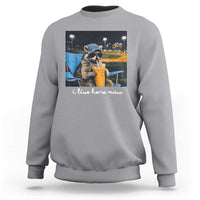 Funny Raccoon Baseball Game Day Meme Sweatshirt I Live Here Now Trash Panda Iced Coffee Night
