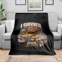 I Survived The Cleveland Meteor 2026 Throw Blanket Funny Ohio Apocalypse Meme Vintage Football Fan Humor