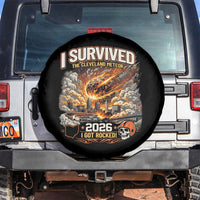 I Survived The Cleveland Meteor 2026 Spare Tire Cover Funny Ohio Apocalypse Meme Vintage Football Fan Humor