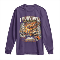I Survived The Cleveland Meteor 2026 Long Sleeve Shirt Funny Ohio Apocalypse Meme Vintage Football Fan Humor