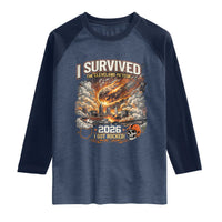 I Survived The Cleveland Meteor 2026 Raglan Shirt Funny Ohio Apocalypse Meme Vintage Football Fan Humor