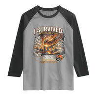 I Survived The Cleveland Meteor 2026 Raglan Shirt Funny Ohio Apocalypse Meme Vintage Football Fan Humor