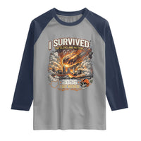 I Survived The Cleveland Meteor 2026 Raglan Shirt Funny Ohio Apocalypse Meme Vintage Football Fan Humor