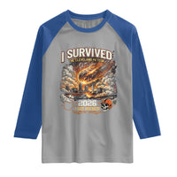 I Survived The Cleveland Meteor 2026 Raglan Shirt Funny Ohio Apocalypse Meme Vintage Football Fan Humor