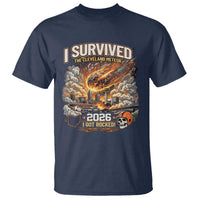 I Survived The Cleveland Meteor 2026 T Shirt Funny Ohio Apocalypse Meme Vintage Football Fan Humor