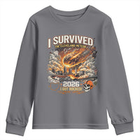 I Survived The Cleveland Meteor 2026 Youth Sweatshirt Funny Ohio Apocalypse Meme Vintage Football Fan Humor