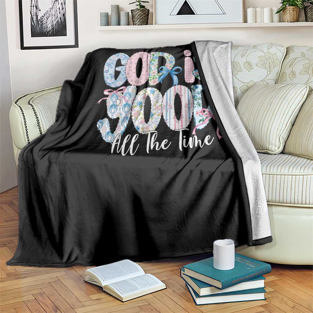 God Is Good All The Time Coquette Christian Faith Throw Blanket Floral Patchwork Aesthetic Bow Cute Religious Gift