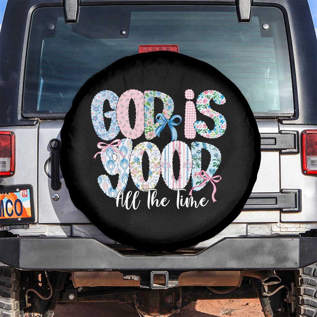 God Is Good All The Time Coquette Christian Faith Spare Tire Cover Floral Patchwork Aesthetic Bow Cute Religious Gift