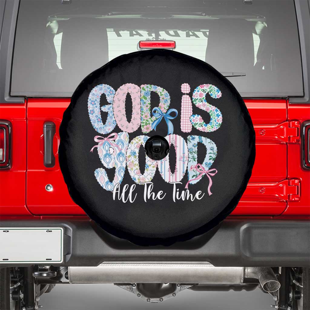 God Is Good All The Time Coquette Christian Faith Spare Tire Cover Floral Patchwork Aesthetic Bow Cute Religious Gift