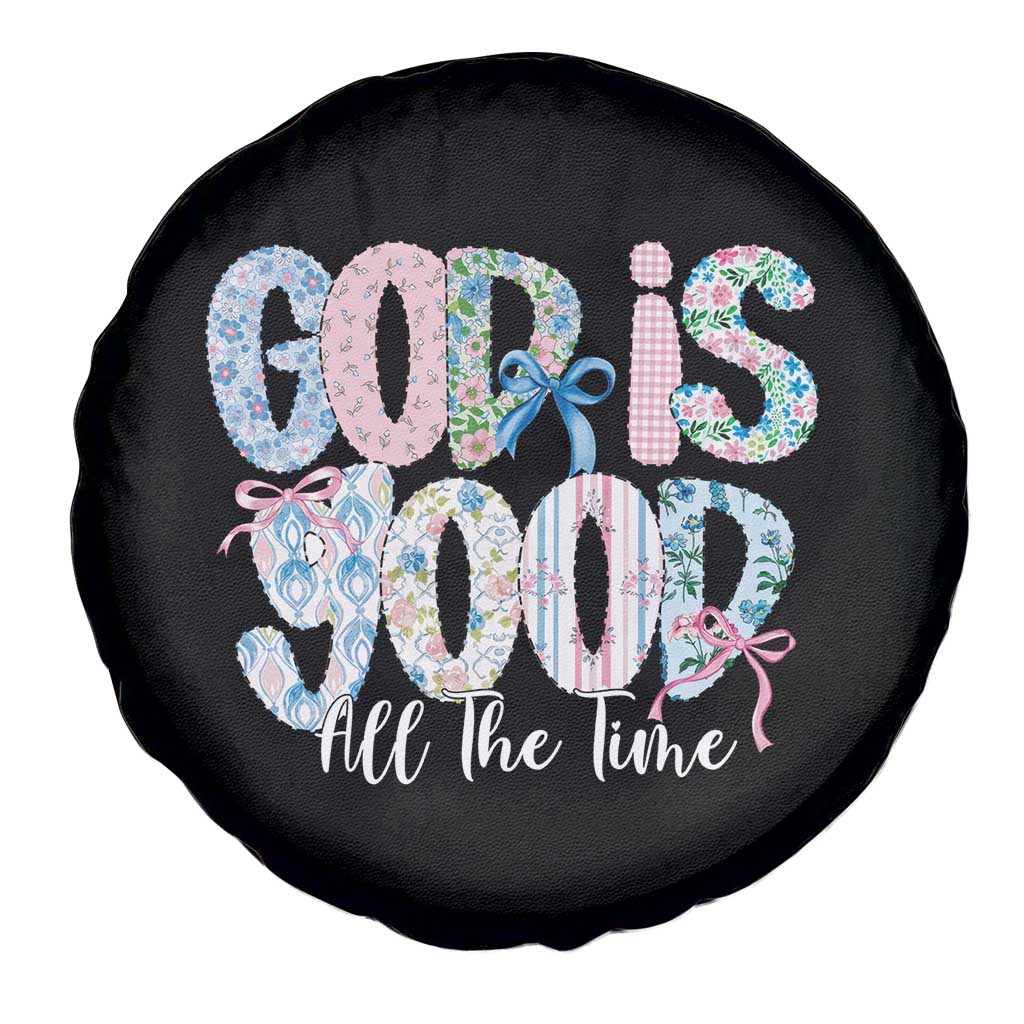 God Is Good All The Time Coquette Christian Faith Spare Tire Cover Floral Patchwork Aesthetic Bow Cute Religious Gift