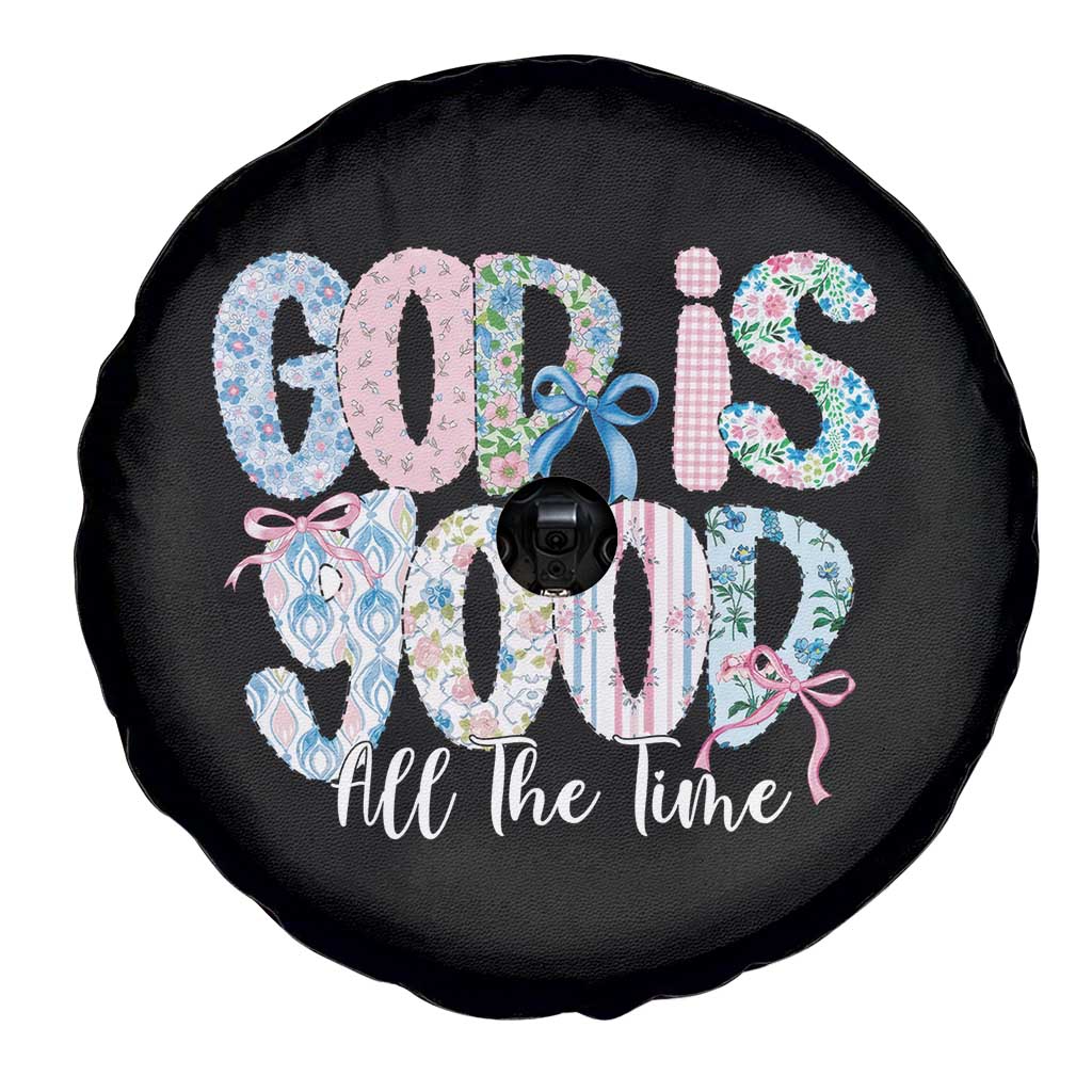 God Is Good All The Time Coquette Christian Faith Spare Tire Cover Floral Patchwork Aesthetic Bow Cute Religious Gift