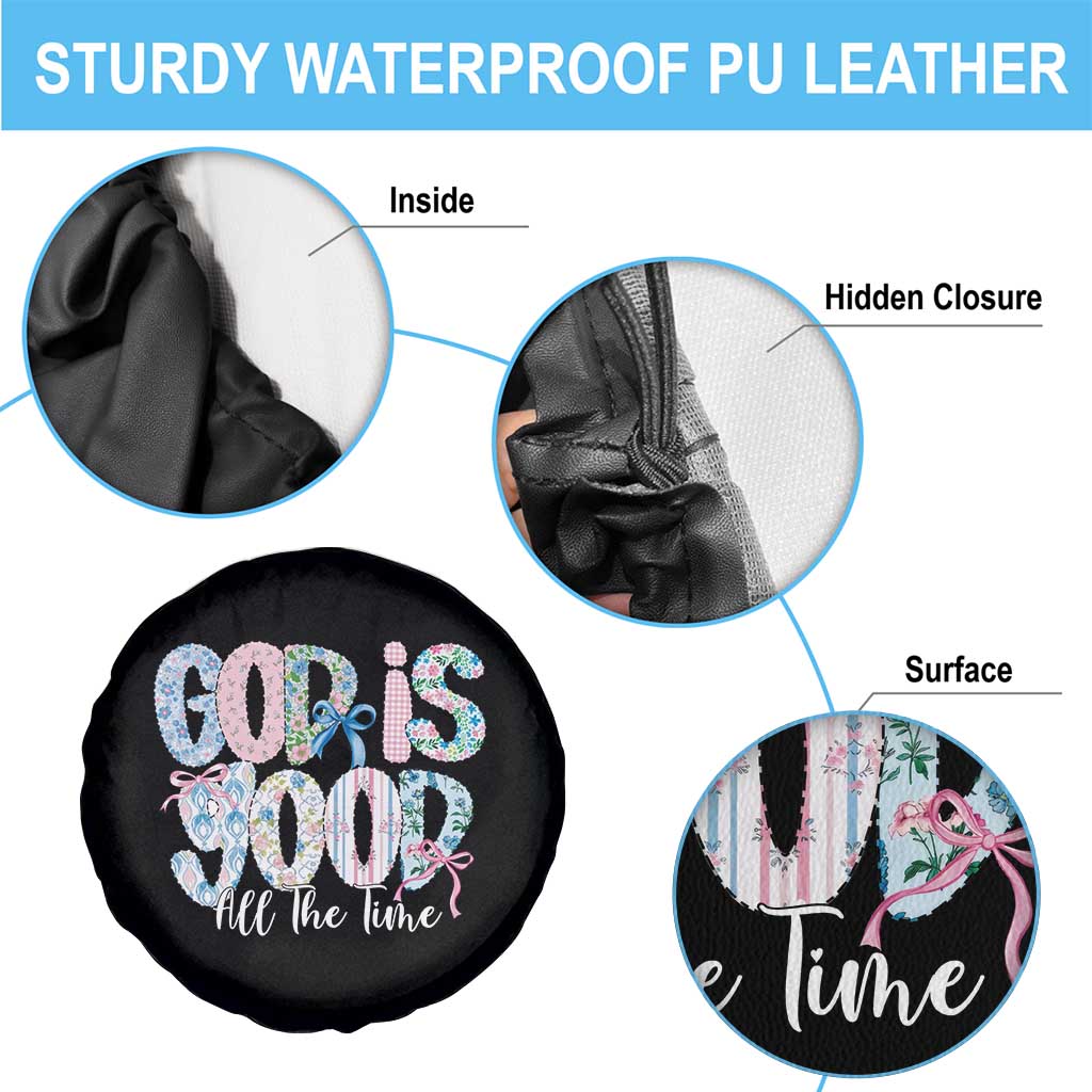 God Is Good All The Time Coquette Christian Faith Spare Tire Cover Floral Patchwork Aesthetic Bow Cute Religious Gift