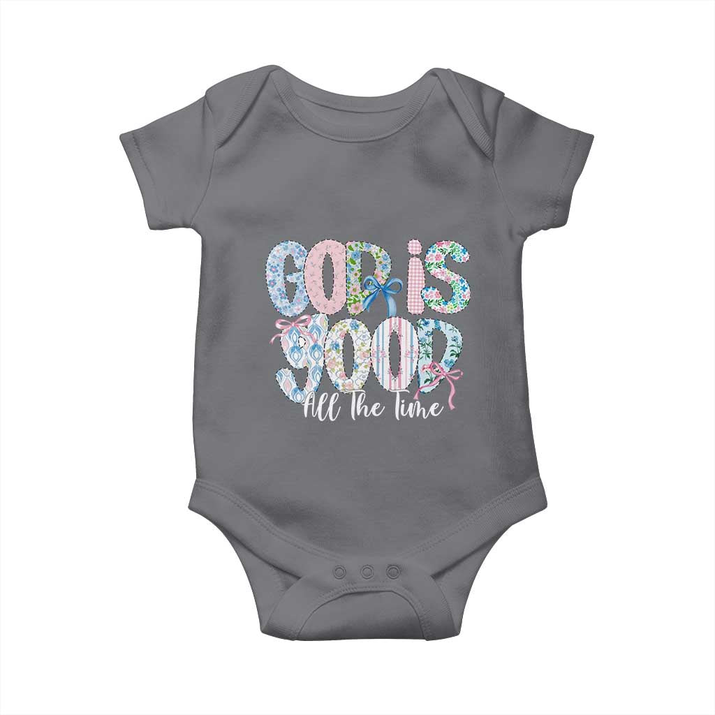 God Is Good All The Time Coquette Christian Faith Baby Onesie Floral Patchwork Aesthetic Bow Cute Religious Gift