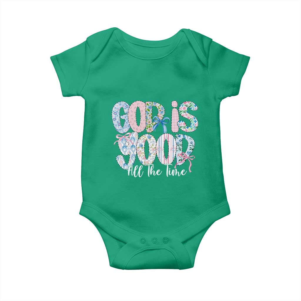 God Is Good All The Time Coquette Christian Faith Baby Onesie Floral Patchwork Aesthetic Bow Cute Religious Gift