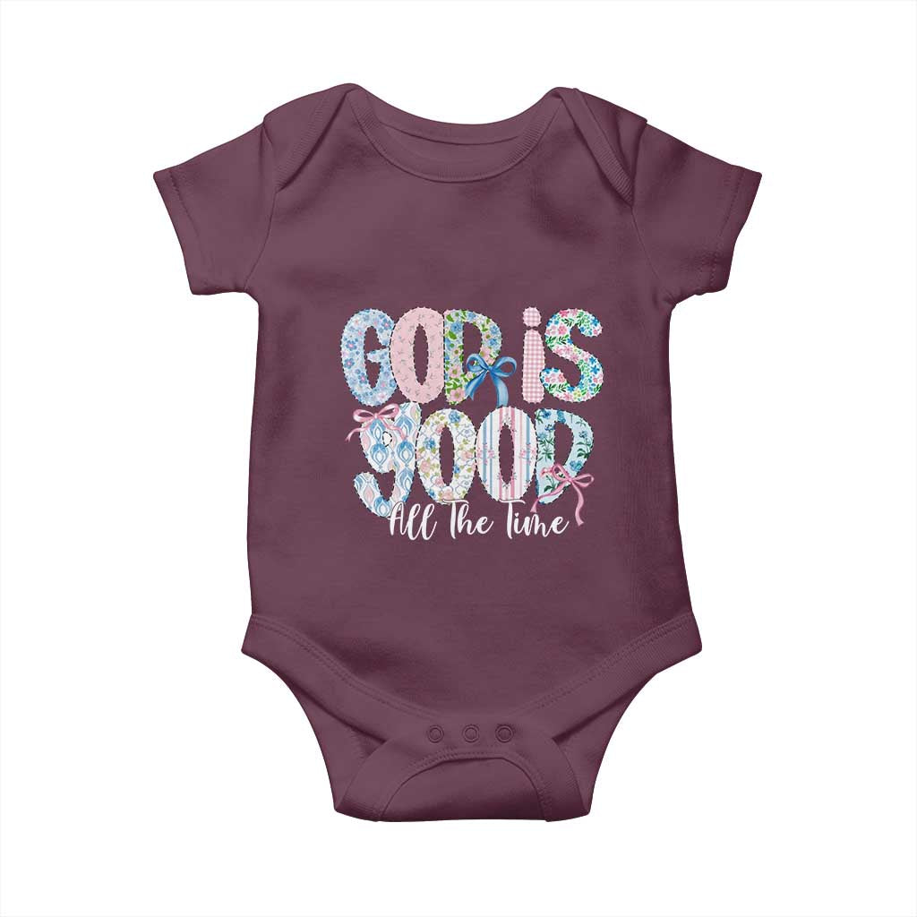 God Is Good All The Time Coquette Christian Faith Baby Onesie Floral Patchwork Aesthetic Bow Cute Religious Gift