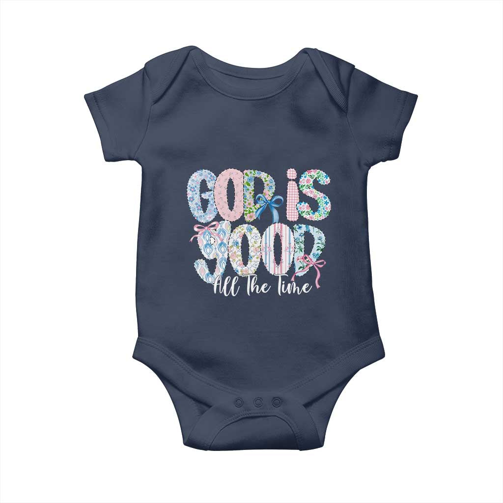 God Is Good All The Time Coquette Christian Faith Baby Onesie Floral Patchwork Aesthetic Bow Cute Religious Gift