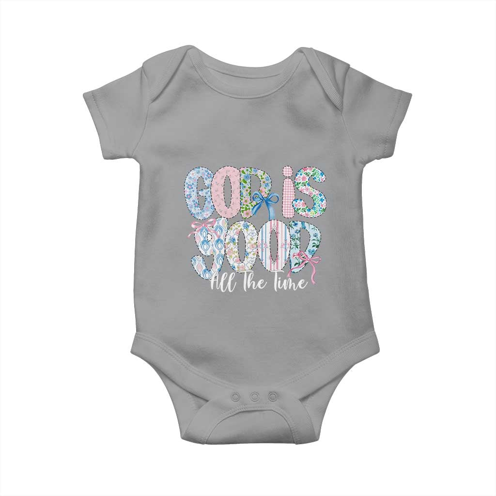 God Is Good All The Time Coquette Christian Faith Baby Onesie Floral Patchwork Aesthetic Bow Cute Religious Gift