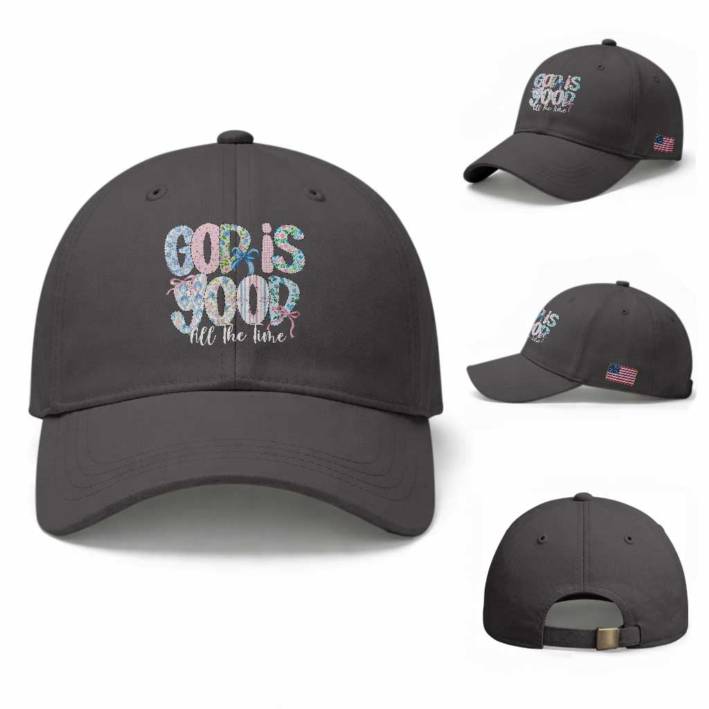 God Is Good All The Time Coquette Christian Faith Baseball Cap Floral Patchwork Aesthetic Bow Cute Religious Gift