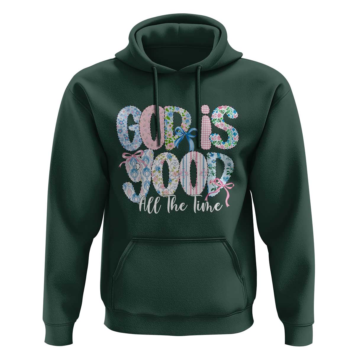 God Is Good All The Time Coquette Christian Faith Hoodie Floral Patchwork Aesthetic Bow Cute Religious Gift