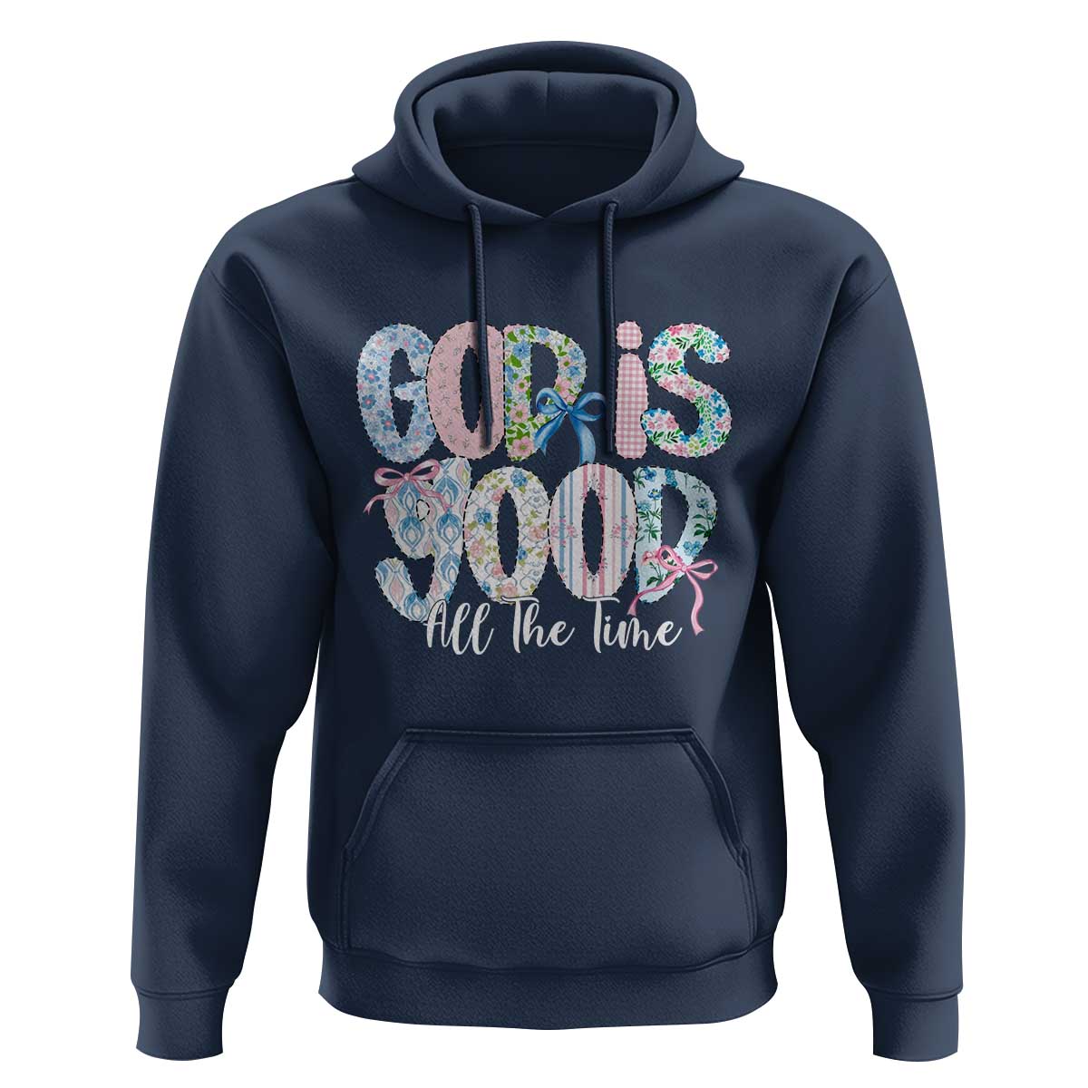 God Is Good All The Time Coquette Christian Faith Hoodie Floral Patchwork Aesthetic Bow Cute Religious Gift