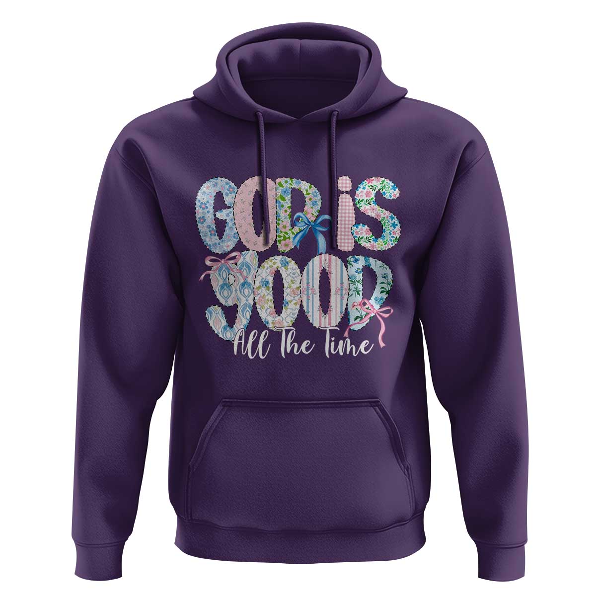 God Is Good All The Time Coquette Christian Faith Hoodie Floral Patchwork Aesthetic Bow Cute Religious Gift