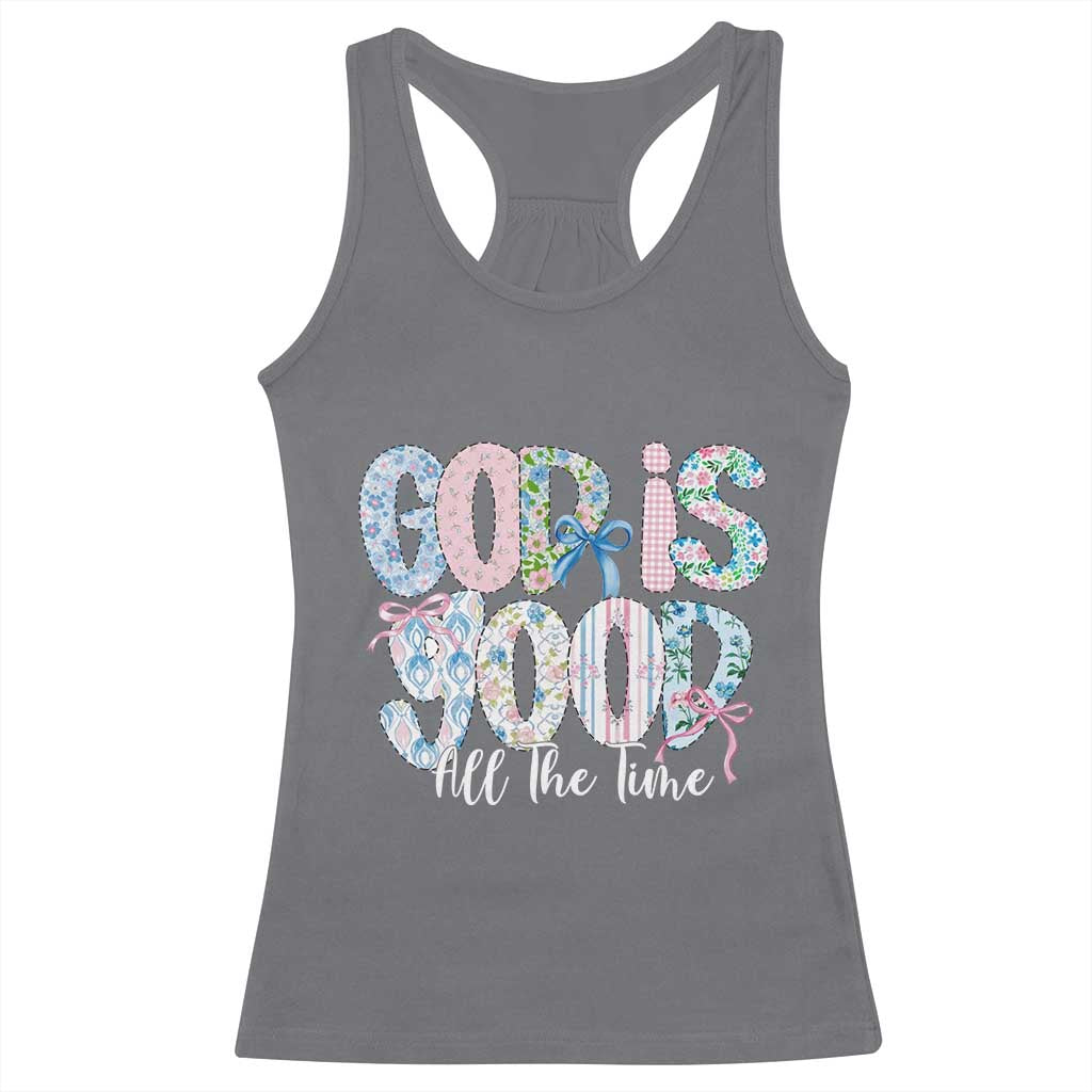 God Is Good All The Time Coquette Christian Faith Racerback Tank Top Floral Patchwork Aesthetic Bow Cute Religious Gift