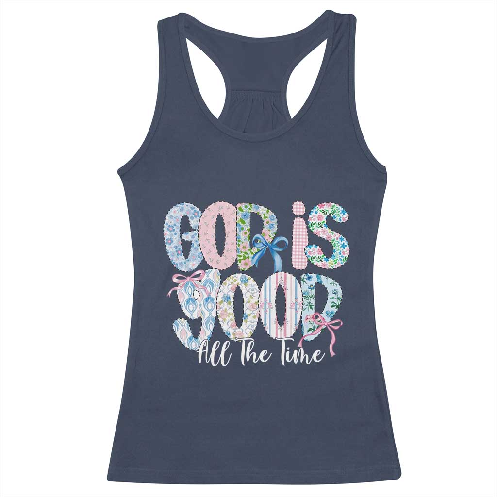 God Is Good All The Time Coquette Christian Faith Racerback Tank Top Floral Patchwork Aesthetic Bow Cute Religious Gift
