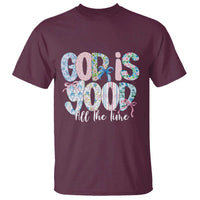 God Is Good All The Time Coquette Christian Faith T Shirt Floral Patchwork Aesthetic Bow Cute Religious Gift