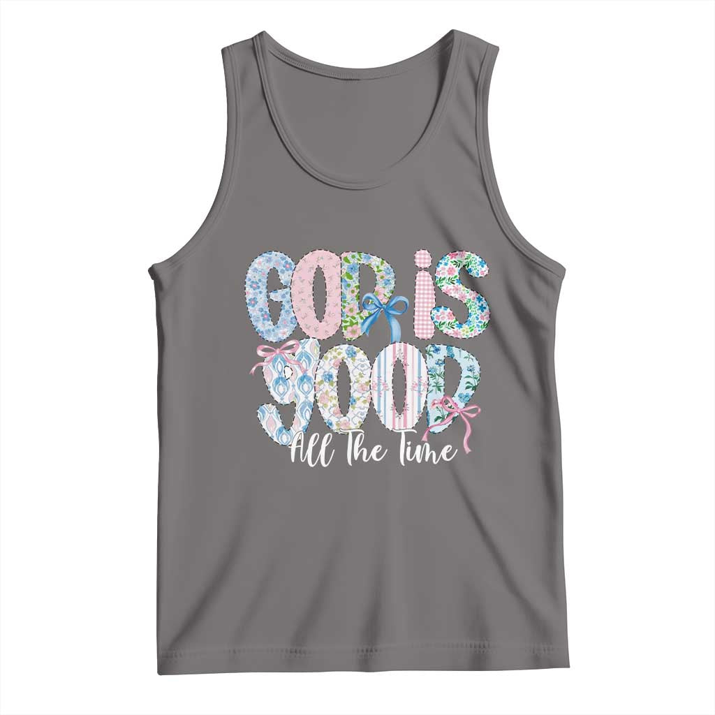 God Is Good All The Time Coquette Christian Faith Tank Top Floral Patchwork Aesthetic Bow Cute Religious Gift