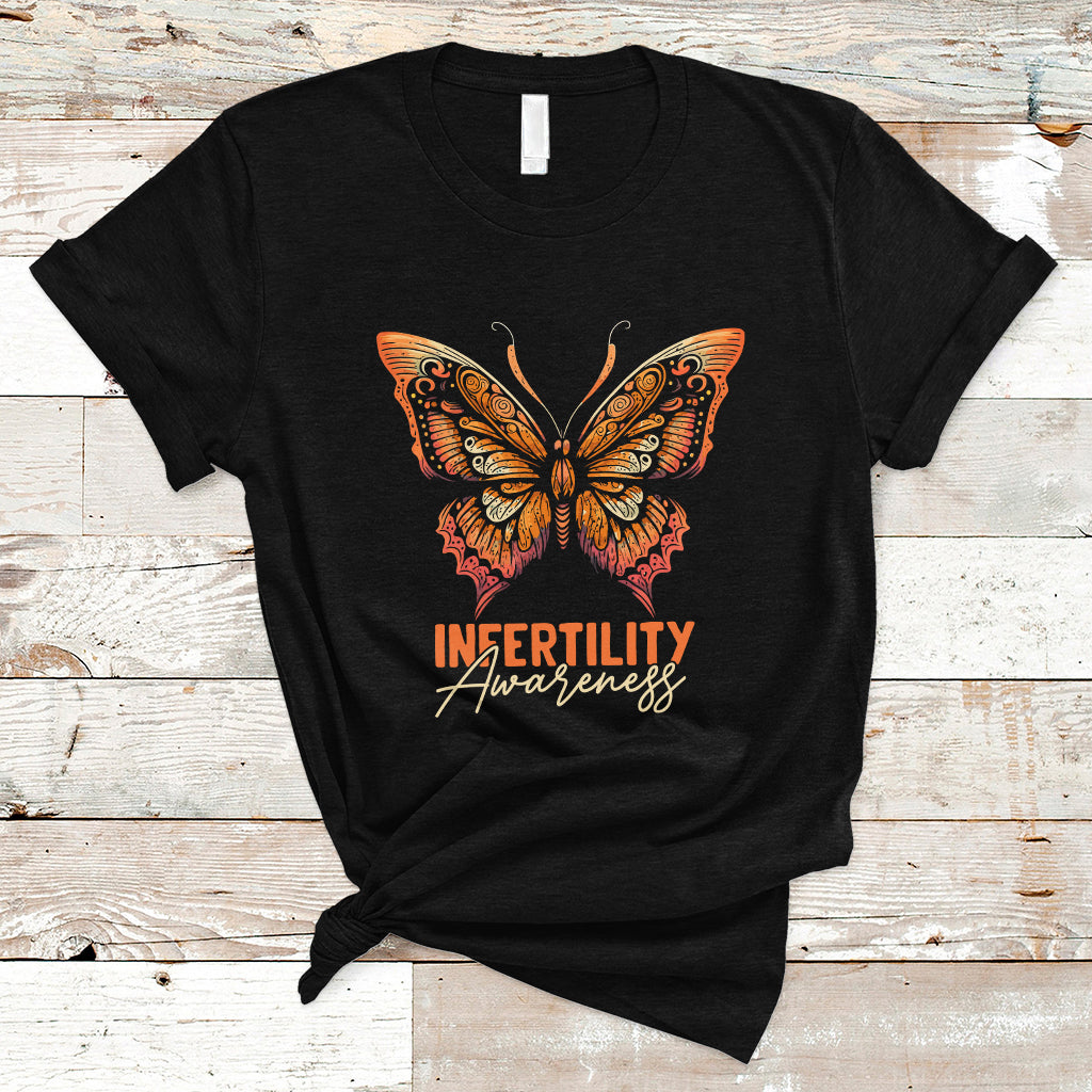Infertility IVF T Shirt Infertility Awareness Orange Week Support Squad Butterfly - Wonder Print Shop