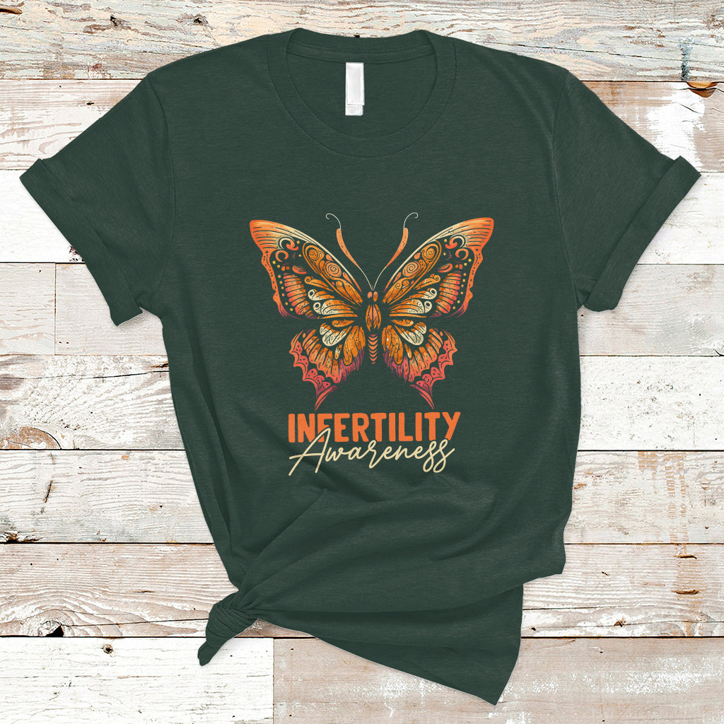 Infertility IVF T Shirt Infertility Awareness Orange Week Support Squad Butterfly - Wonder Print Shop