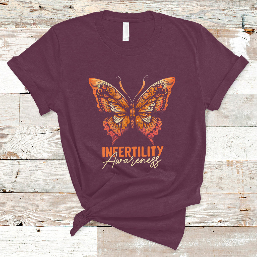 Infertility IVF T Shirt Infertility Awareness Orange Week Support Squad Butterfly - Wonder Print Shop