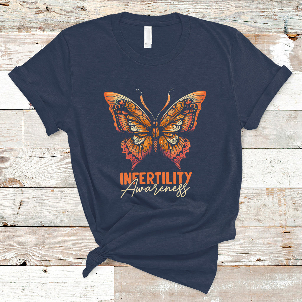 Infertility IVF T Shirt Infertility Awareness Orange Week Support Squad Butterfly - Wonder Print Shop