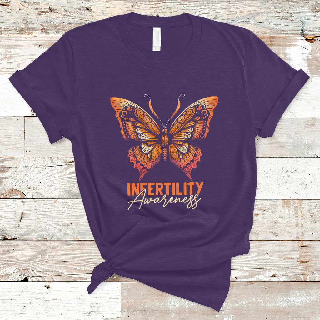 Infertility IVF T Shirt Infertility Awareness Orange Week Support Squad Butterfly - Wonder Print Shop