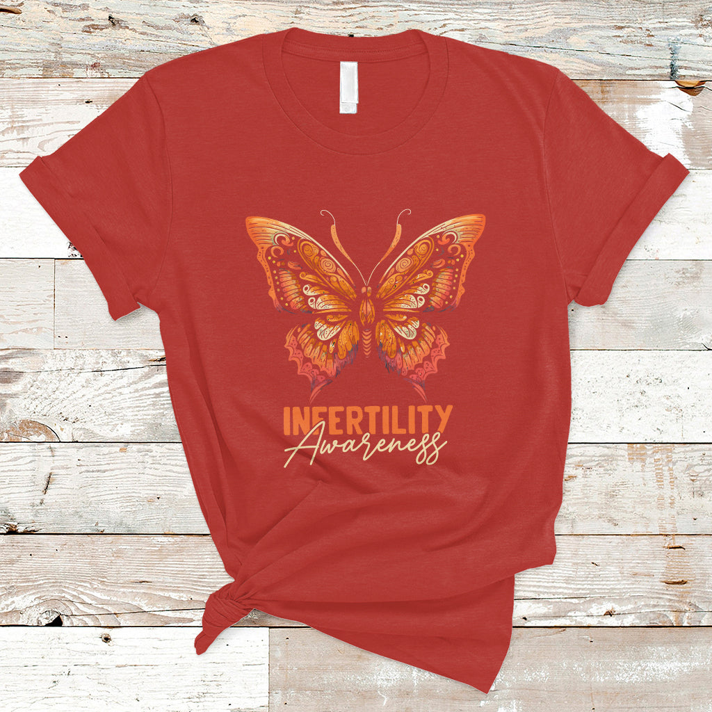 Infertility IVF T Shirt Infertility Awareness Orange Week Support Squad Butterfly - Wonder Print Shop