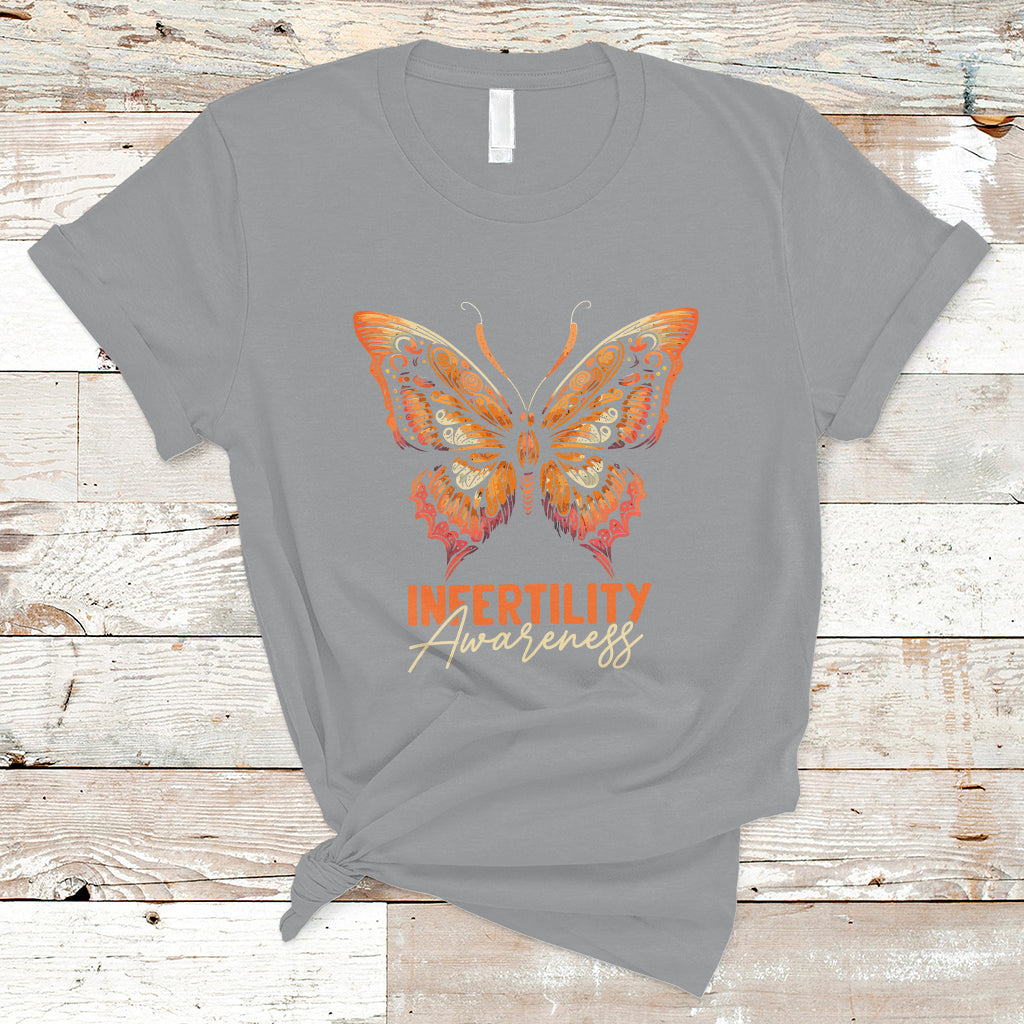 Infertility IVF T Shirt Infertility Awareness Orange Week Support Squad Butterfly - Wonder Print Shop