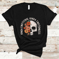 Mental Health Matters T Shirt Kinda Emotional Kinda Emotionless Floral Skull Inspirational - Wonder Print Shop