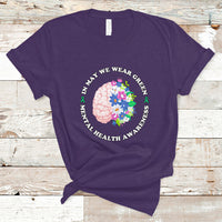 Mental Health Matters T Shirt Mental Health Matters In May We Wear Green Mental Health Awareness Floral Human Brain With Flowers - Wonder Print Shop