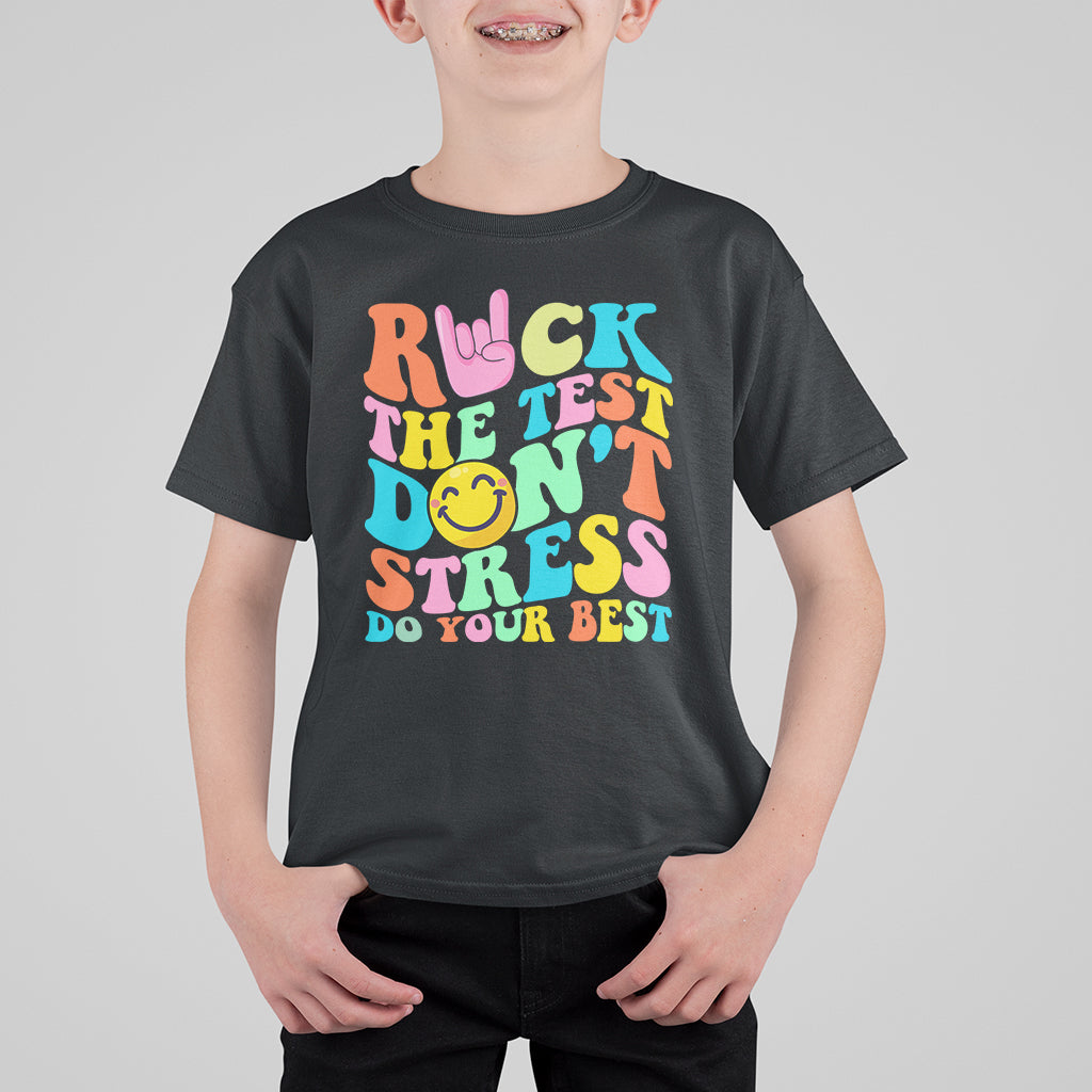 Funny Teacher T Shirt For Kid Teachers Rock The Test Don't Stress Just Do Your Best Funny Testing Day - Wonder Print Shop