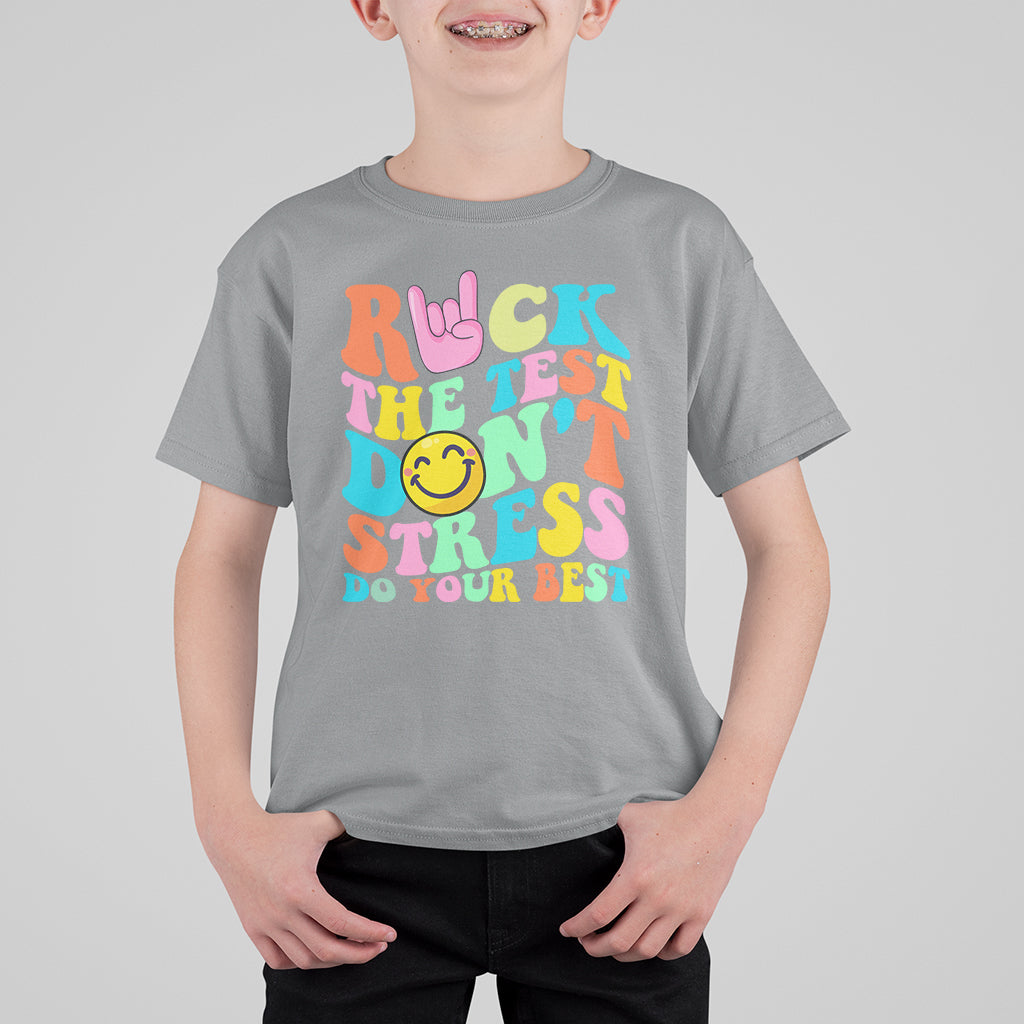 Funny Teacher T Shirt For Kid Teachers Rock The Test Don't Stress Just Do Your Best Funny Testing Day - Wonder Print Shop