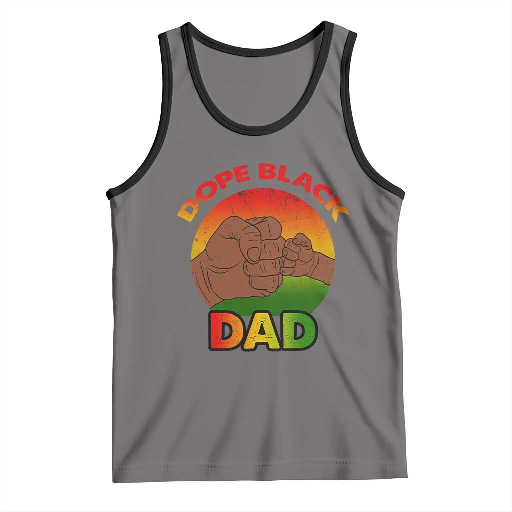 Dope Black Dad Tank Top Fist Bump Retro Vintage Father's Day Gift