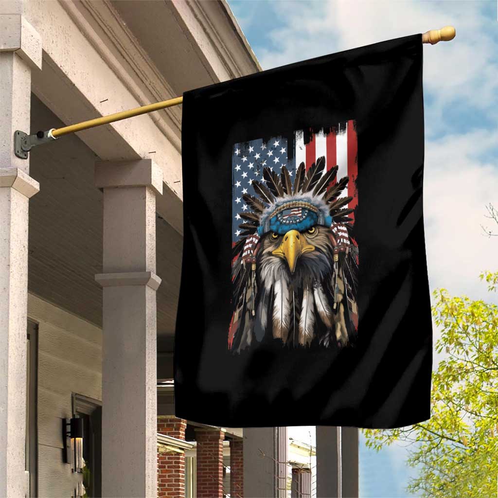 Native American Eagle Garden Flag Feathers US Flag 4th of July Patriotic