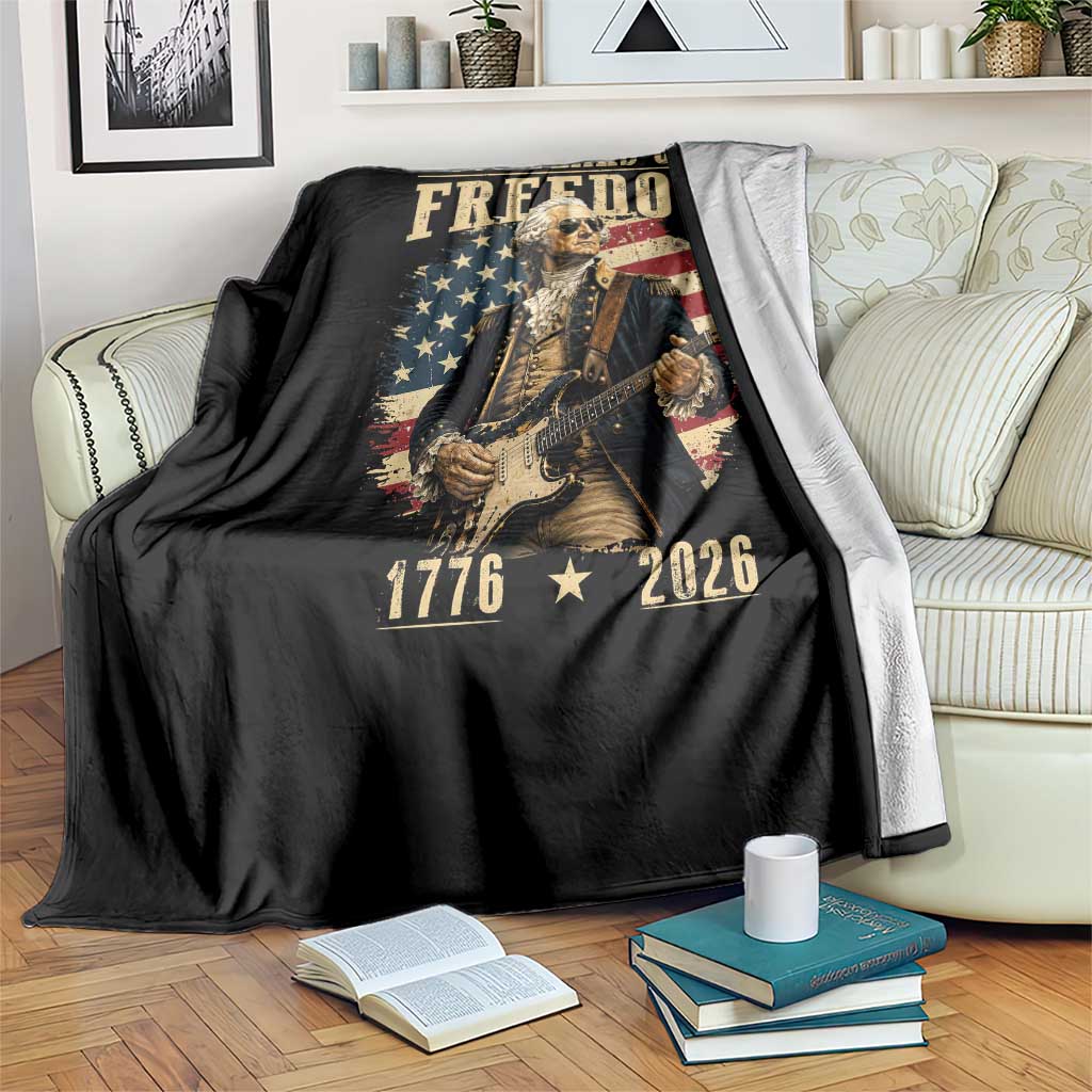 250 Years of Freedom George Washington Rock Star Throw Blanket Funny Electric Guitar Player Vintage American Flag 1776 to 2026 Semiquincentennial