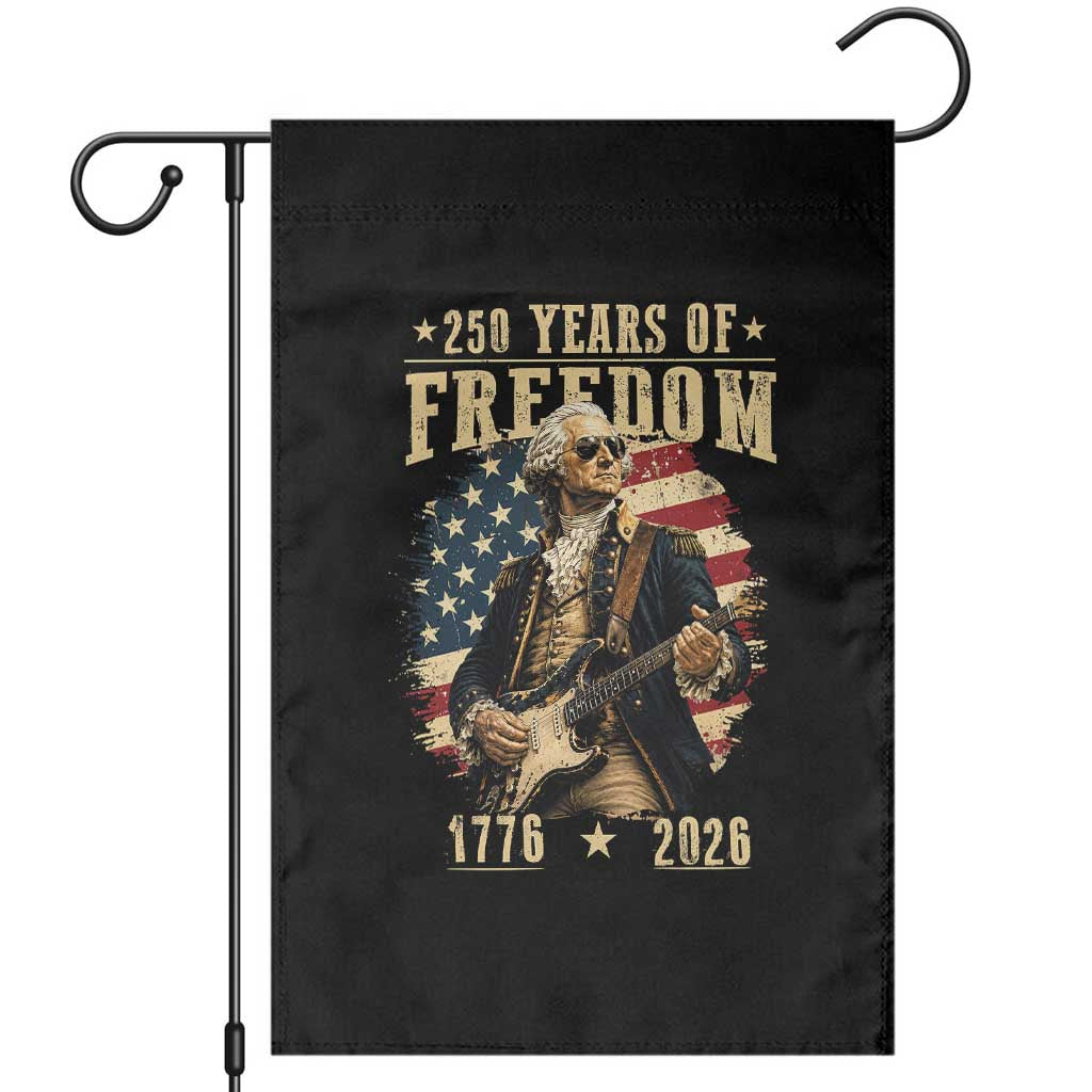 250 Years of Freedom George Washington Rock Star Garden Flag Funny Electric Guitar Player Vintage American Flag 1776 to 2026 Semiquincentennial