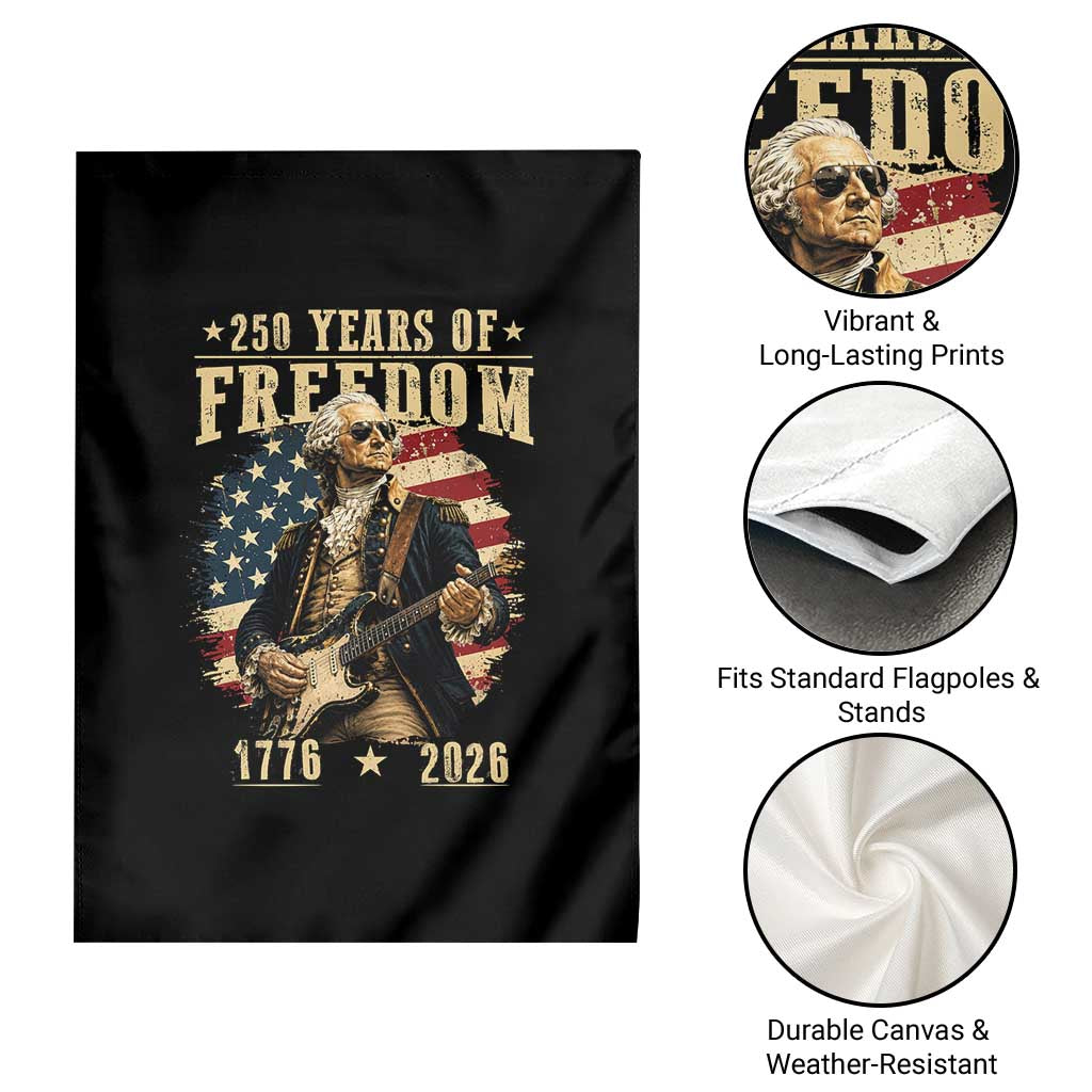 250 Years of Freedom George Washington Rock Star Garden Flag Funny Electric Guitar Player Vintage American Flag 1776 to 2026 Semiquincentennial