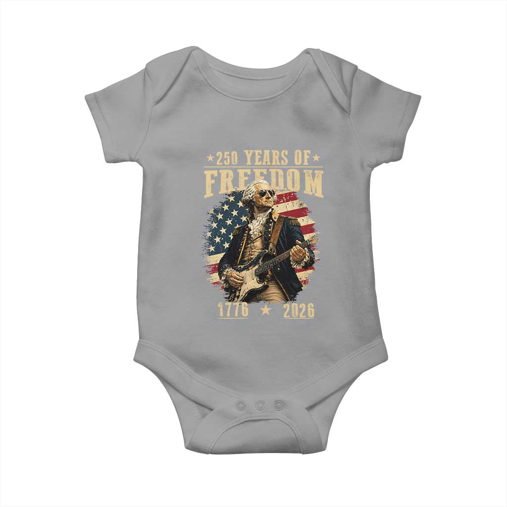 250 Years of Freedom George Washington Rock Star Baby Onesie Funny Electric Guitar Player Vintage American Flag 1776 to 2026 Semiquincentennial